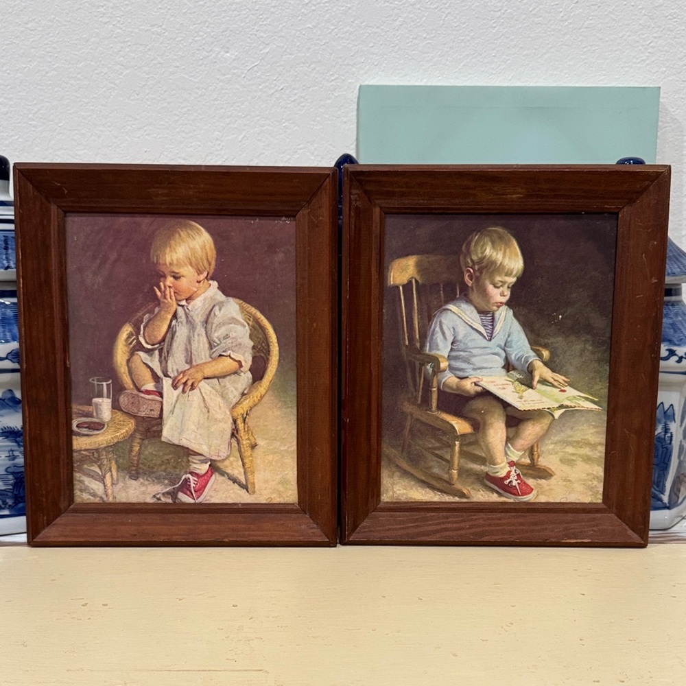 Vintage James Ingwersen & Gary Gretchen Framed Prints Pair Mid Century